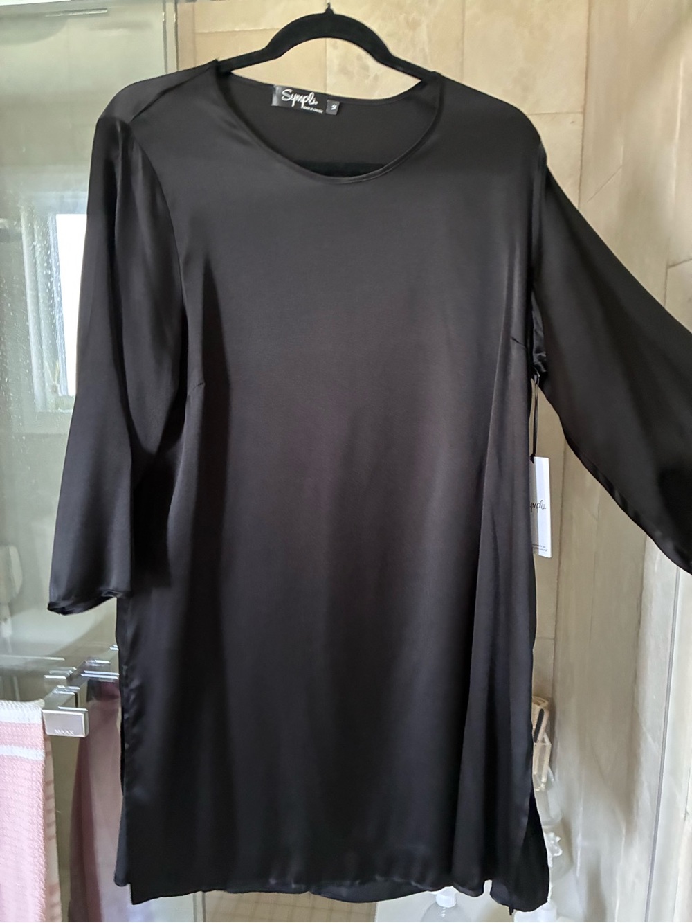 Sympli Black Long Sleeve Women's Dress